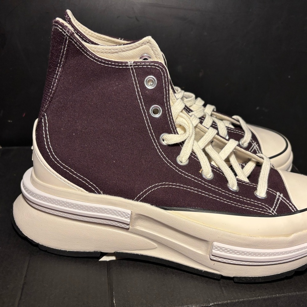 Converse High-Top Sneakers in Dark Brown and Cream - Picture 2 of 4